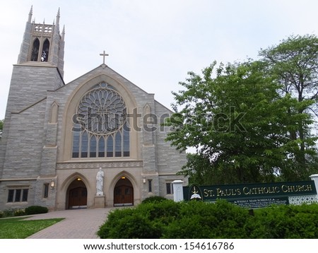 PRINCETON, NEW JERSEY - JUNE 16: St. Paul\'s Catholic Church in Princeton, New Jersey, as seen on June 16, 2013. It is one of the common wedding locations in Princeton, New Jersey.