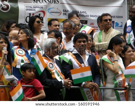 NEW YORK - AUGUST 19: Indian TV and movie celebrities at the India\'s 60th Independence Day in New York, as seen on August 19, 2007.  Johnny Lever, Ram Kapoor and Prachi Desai were present.