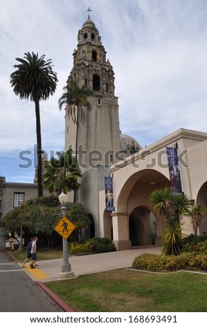 SAN DIEGO, CALIFORNIA - DEC 18: San Diego Museum of Man in Balboa Park in San Diego, California, as seen on Dec 18, 2013. It is housed in the historic landmark buildings of the California Quadrangle.