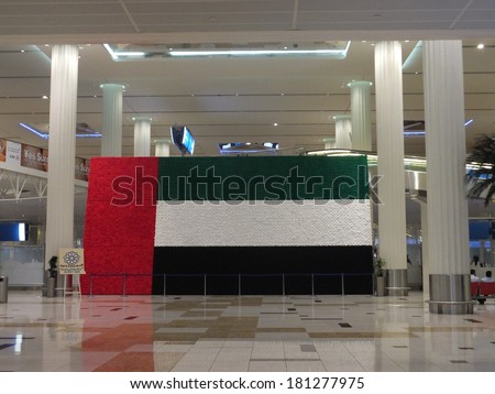 DUBAI, UAE - FEB 1: The newer Terminal 3 (Emirates) at Dubai International Airport, one of the busiest airports, on Feb 1, 2014. It is the single largest building in the world by floor space.