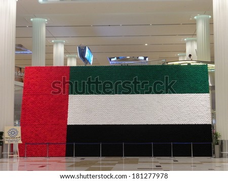 DUBAI, UAE - FEB 1: The newer Terminal 3 (Emirates) at Dubai International Airport, one of the busiest airports, on Feb 1, 2014. It is the single largest building in the world by floor space.