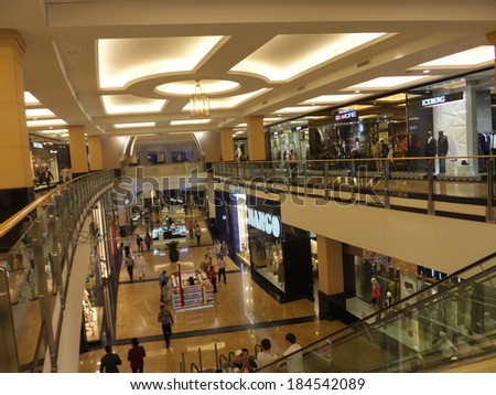 DUBAI, UAE - FEB 17: Mall of the Emirates in Dubai, UAE, as seen on Feb 17, 2014. It is the second largest mall in Dubai containing the biggest indoor ski slope in the world.