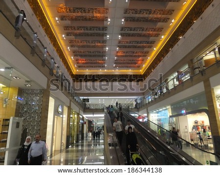 DUBAI, UAE - FEB 18: Mirdif City Centre in Dubai, UAE, as seen on Feb 18, 2014,. It is the first shopping mall in the region to be awarded Gold LEED rating for its environmentally sustainable design.