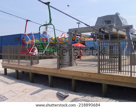 SEASIDE HEIGHTS, NEW JERSEY - AUG 17: Sky Ride at Seaside Heights at Jersey Shore in New Jersey, as seen on August 17, 2014. The pier here features numerous rides and attractions.