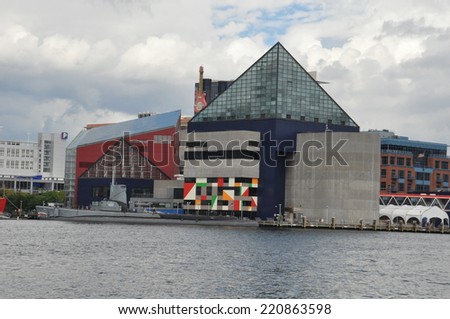 BALTIMORE, MARYLAND - SEP 1: The National Aquarium at the Inner Harbor in Baltimore, Maryland, as seen on Sep 1, 2014.
