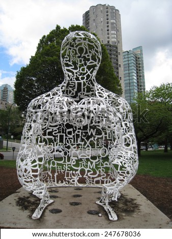 VANCOUVER, CANADA - MAY 23: Stainless steel art piece \