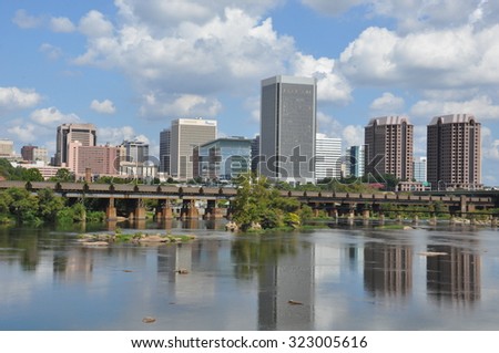 RICHMOND, VA - SEP 8: Skyline of Richmond, Virginia, as seen on Sep 8, 2015. While it was incorporated in 1742, Richmond has been an independent city since 1871.