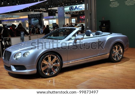 NEW YORK - APRIL 11: The Bentley New Continental GTC V8 at the 2012 New York International Auto Show running from April 6 to April 15, 2012 in New York, NY.