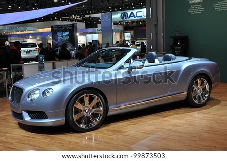 NEW YORK - APRIL 11: The Bentley New Continental GTC V8 at the 2012 New York International Auto Show running from April 6 to April 15, 2012 in New York, NY.