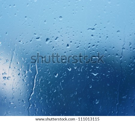 Rain drops on a window. Rain.