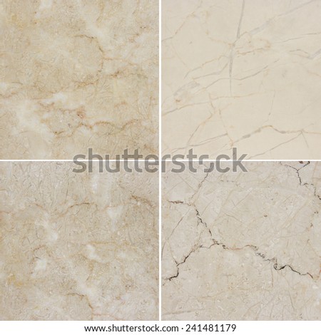 Four different texture of a light and dark marble. (high.res.) Marble and granite background with natural pattern.