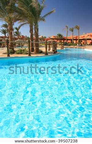 Pool in the tropical hotel. Sharm al-Sheikh, Egypt(polarized filter)