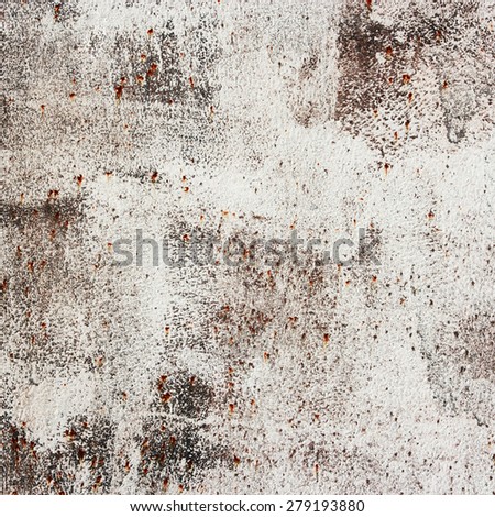 Abstract background, rust metallic wall with white enamel.