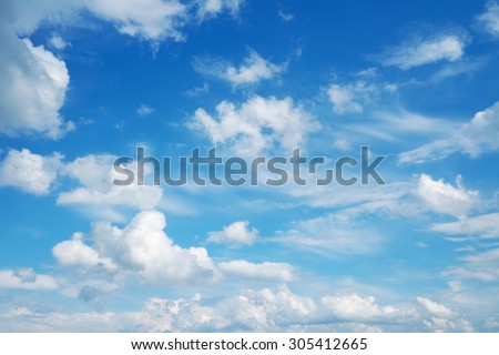 Beautiful cloudscape over horizon. Blue sky and clouds