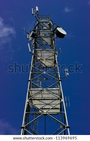 Transmitter for transmission of TV and radio signal and for the signal of mobile phones.