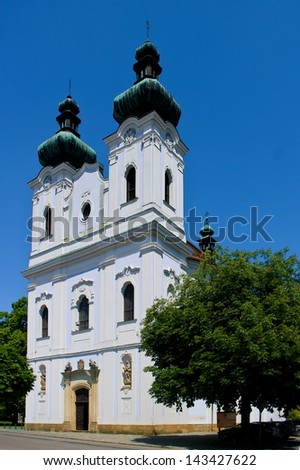 Pilgrimage Church of Our Marie.PoutnÃ?Â­ Church of Our Lady of Sorrows in town Sloup. Czech Republic, South Moravia.