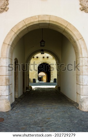 The entrance gate of the castle Spilberk in Brno, South Moravia, Czech Republic.