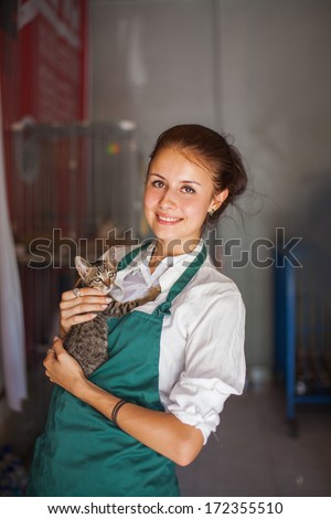 woman working in animal shelter
