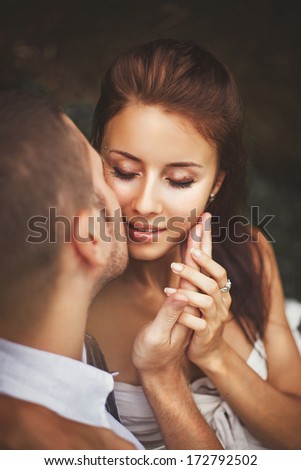 Beautiful Caucasian Couple Kissing