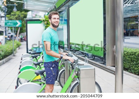 Man taking motorbike for rent