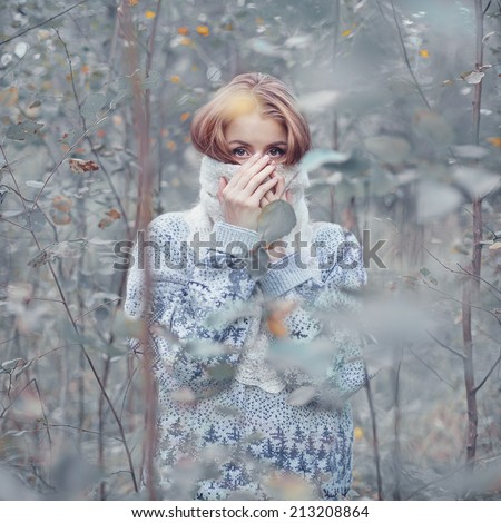 Wild woman in estonian forest