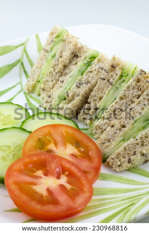 Cucumber sandwich with tomatos