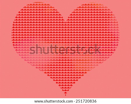 Abstract background. Stylized red heart shape on pink grid background.