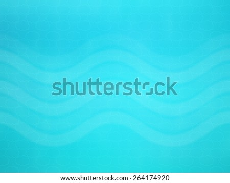 Clouds pattern and wave shape on turquoise blurry background.
