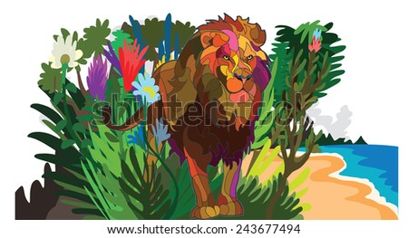 lion of the island graphic art