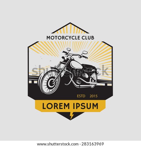 Motorcycle club label. Motorcycle symbol. Motocycle icon. Vector illustration