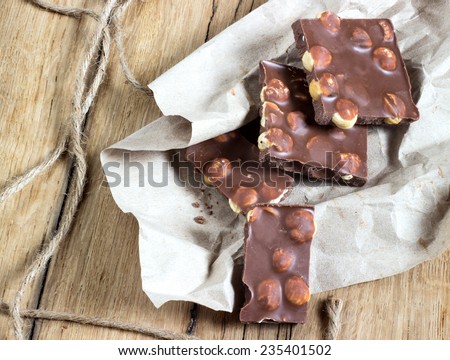 chocolate nuts rope packing wooden sweet milk