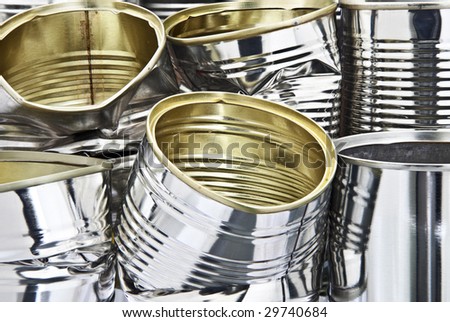 Detail of a pile of tin cans