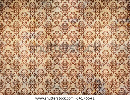 Old And Distressed Red Damask Wallpaper Stock Photo 64176541 : Shutterstock