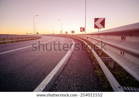 Road at the sunrise