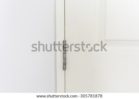 stainless door hinges on a white door