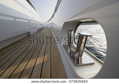 Yacht teak deck detail.