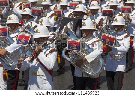 VALLETTA, MALTA - AUG 25 - The band of the Armed Forces of Malta during the state funeral of former Prime Minister of Malta Dom Mintoff in Valletta on 25 August 2012