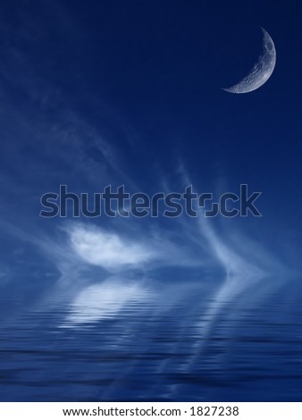 Mist & Moon over Lake