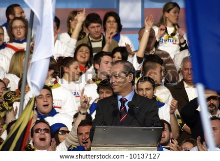Prime Minister of Malta addressing the crowd during a mass rally for the Nationalist Party during the campaign for the March 2008 Malta General Elections