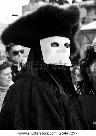 VALLETTA, MALTA - Feb 21st 2009 - Man wearing beautiful Venetian style mask and costume at the International Carnival of Malta 2009