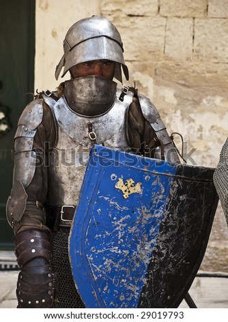 MDINA, MALTA - APR19 -  Knight during medieval reenactment in the old city of Mdina in Malta April 19, 2009