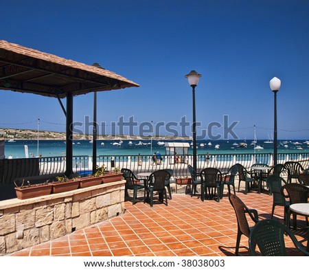 View of the Mediterranean from one of the seafront restaurants in Malta