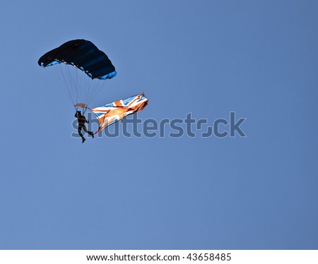 LUQA, MALTA - SEP 26 : Tigers FreeFall Parachute Team in action during the Malta International Airshow September 26, 2009 in Luqa, Malta.