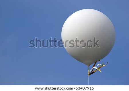 A blank white balloon with space for text, over a clear blue summer sky