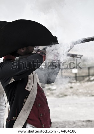 MTARFA, MALTA - MAY 23 - French soldiers fire muskets during reenactment on May 23, 2010 in Mtarfa Malta