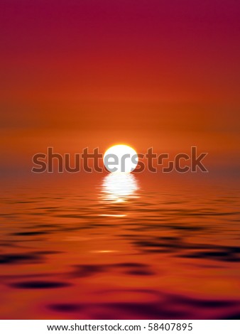 A beautiful golden sunset over calm ocean waters
