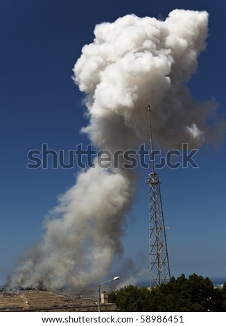 DWEJRA, MALTA - AUG 13:  Moments after the 15th August Fireworks Factory (belonging to the August 15 Pyrothecnic Society of Mosta) explosion in Malta August 13, 2010