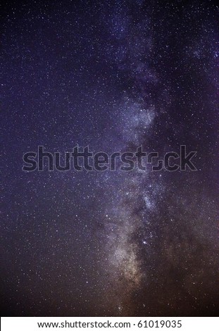 Long exposure of the southern skies clearly showing the Milky Way and the dark nebula or cloud that eclipses most of the light emanating from the centre of our galaxy