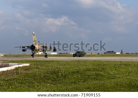LUQA, MALTA - FEB 22 : Libyan Air Force Mirage jet fighters whose pilots defected from Libya and sought political asylum on Feb 22, 2011 in Luqa, Malta