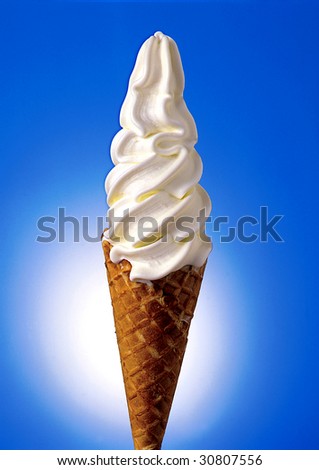 Vanilla flavor cone ice cream.